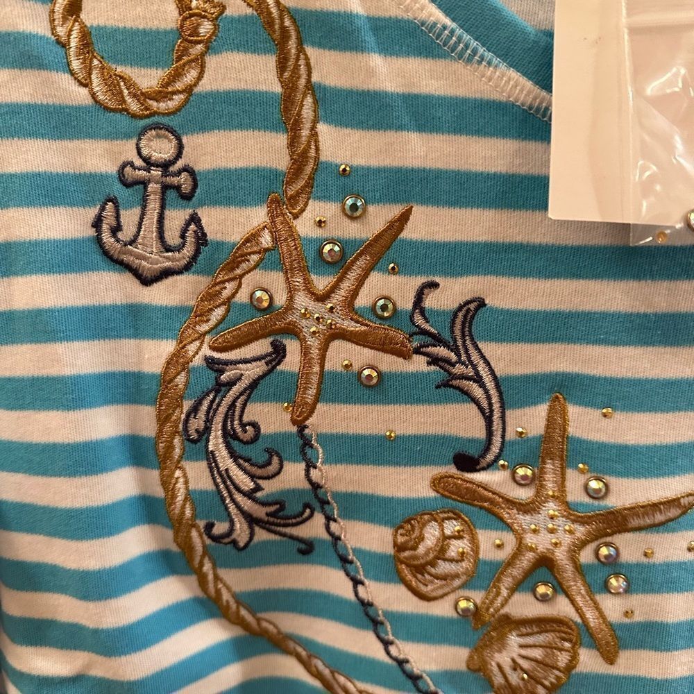 NWT Quacker Factory Nauticall seashell top size small - Picture 2 of 5